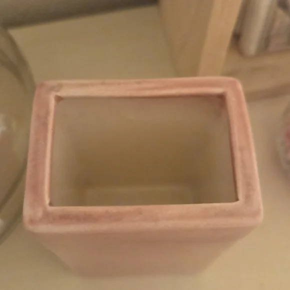 Blush Pink Ceramic Square Vase Toothbrush Holder Flower Vase - Picture 2 of 11